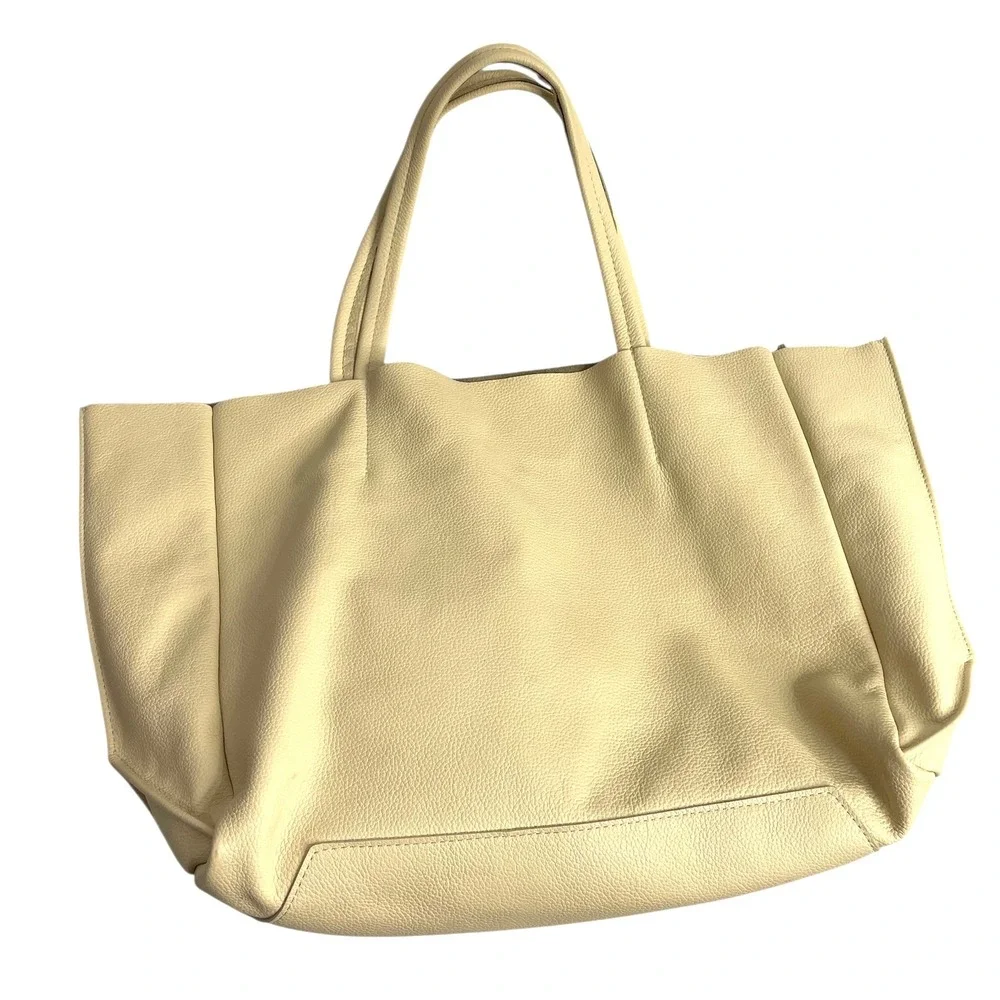 Ampersand as Apostrophe‎ leather Half Tote Bag Buttermilk yellow cream